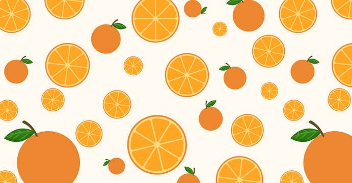 Seamless pattern mixed orange fruit background - vector illustration
