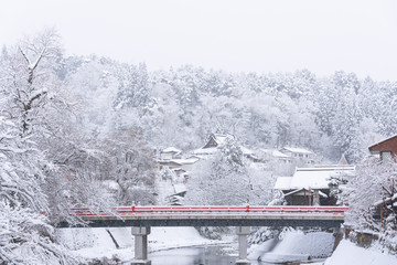 Red bridge of Takayama