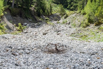 Muren Abgang am Schlierersee im Naturpark Riedingtal Zederhaus, Österreich