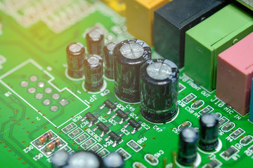 A close up of computer circuit.