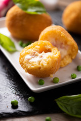 arancini di riso, fried risotto rice balls, italian sicilian food