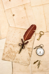 Vintage papers ink pen Nostalgic background