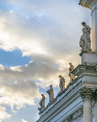 Sculptures at Top of Ancient Building, Rome, Italy