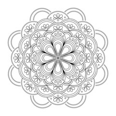 Mandala. Coloring book page. Art therapy. Vintage decorative elements. Oriental pattern, vector illustration. Islam, Arabic, Indian, moroccan,spain, turkish, pakistan, chinese, mystic, ottoman motifs
