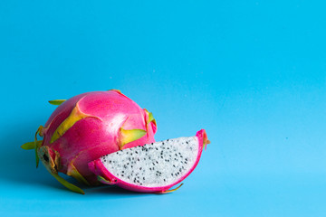 Pitaya or Dragon Fruit isolate on color background.