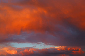 Red yellow sky at sunset of the day