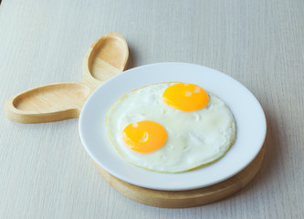 sunny side up of double egg ready to serve.