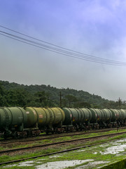 Fototapeta na wymiar Image Of Scenic Train Route, travel to goa by train, Indian Train 