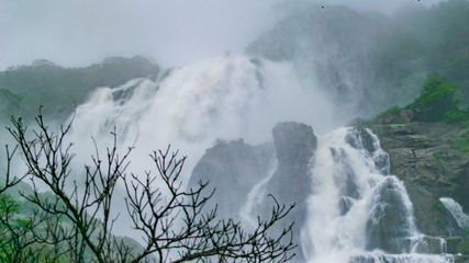 Image Of Dudhsagar waterfall and Scenic Train Route in raining season , travel to goa by train, Indian Train