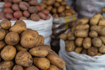 Fresh organic food at the local farmers market, potatoes