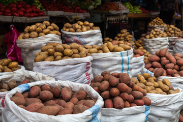 Fresh organic food at the local farmers market, potatoes