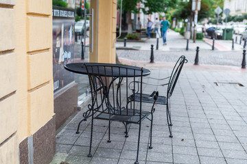 Fototapeta na wymiar coffee table in small city central europe