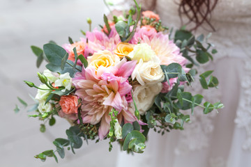 Close up view of wedding decoration on street