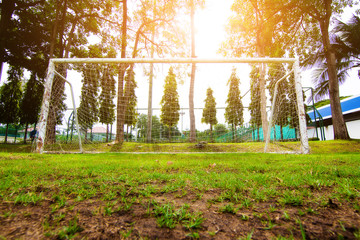soccer field grass Goal at the stadium Soccer field,football net