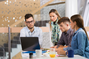 Group of business people working at corporate office.