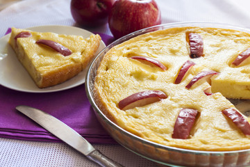 Sweet cottage cheese casserole with apples