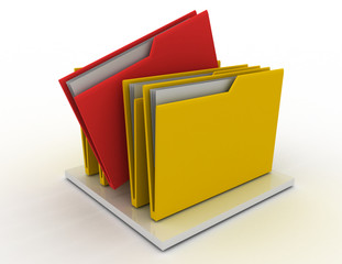 colorful folders isolated over white . 3d rendered illustration