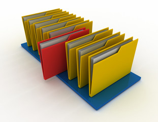 colorful folders isolated over white . 3d rendered illustration