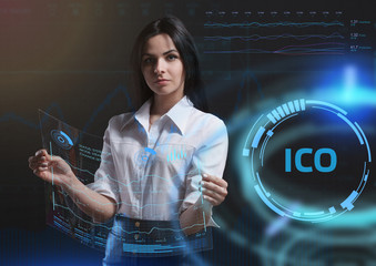 The concept of business, technology, the Internet and the network. A young entrepreneur working on...