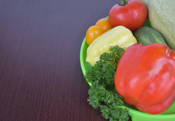 Vegetable composition on a dark background
