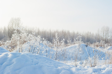 Winter snow at field