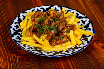 Fried potato with beef