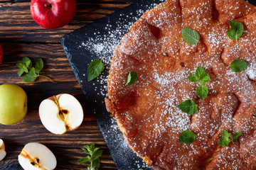 close-up of an apple pie charlotte