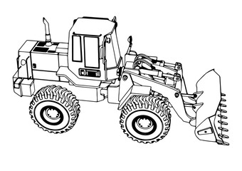 sketch of a construction bulldozer vector
