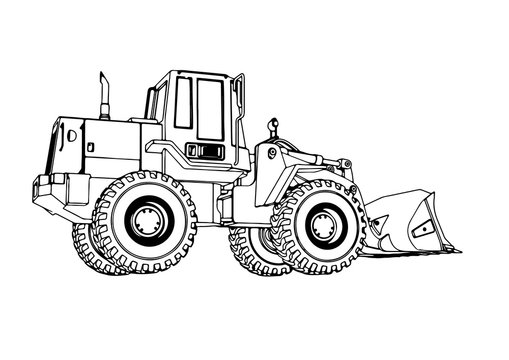 black and white loader construction vehicle clip art preview