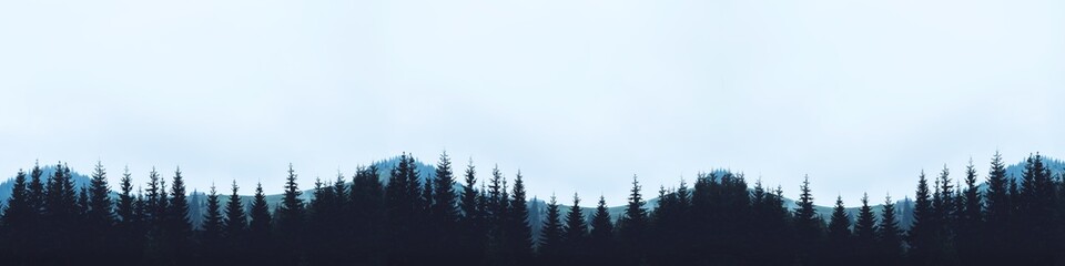 panorama mountains silhouette trees