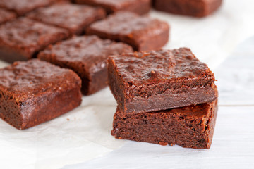 homemade chocolate fudge brownies freshly bake