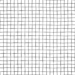 Black grid on white seamless vector background texture. Hand drawn doodle lines.