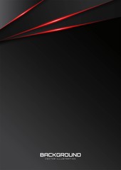 abstract metallic red shiny color black frame layout modern tech design vector template background