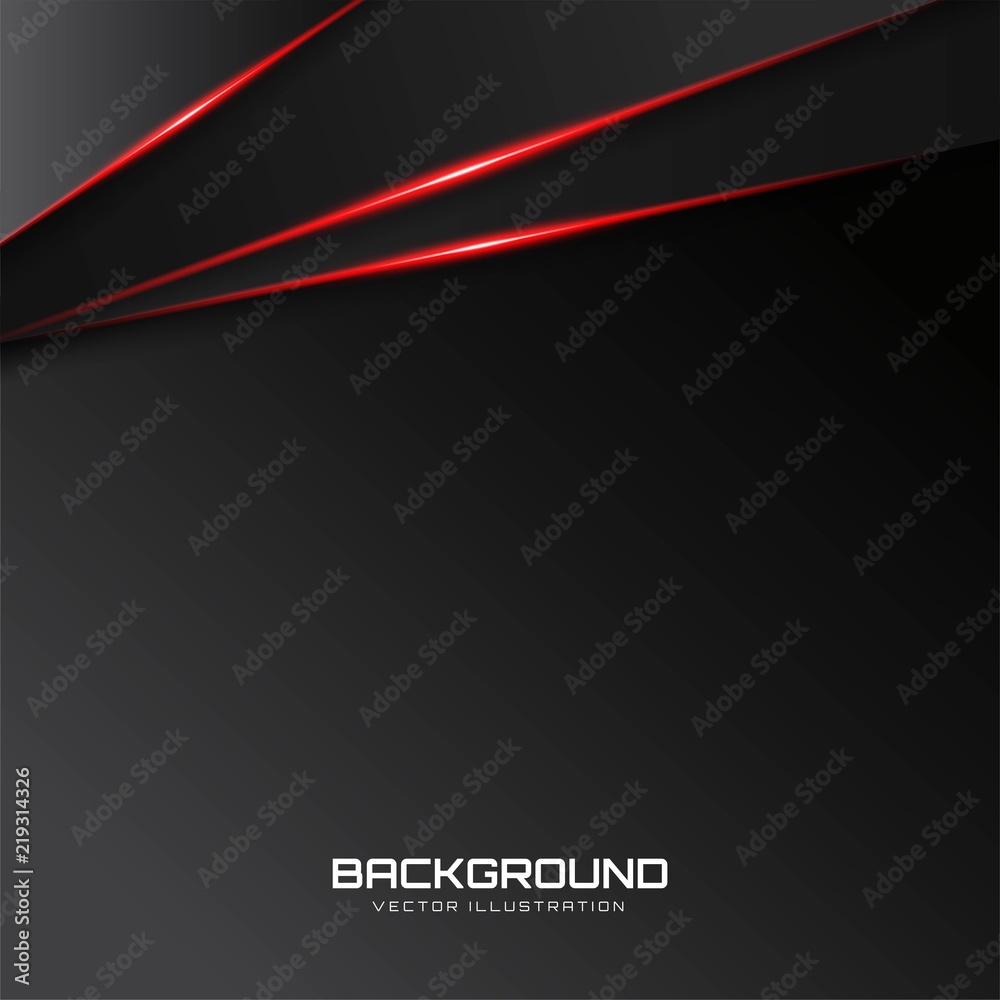 Poster abstract metallic red shiny color black frame layout modern tech design vector template background