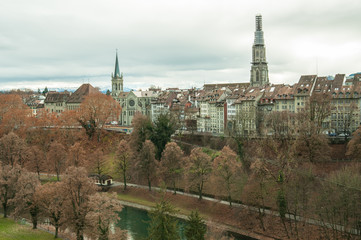 Bern view of river and city, autumn, Switzerland 