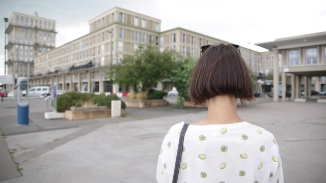 Anonymous Young woman in a moden city in France