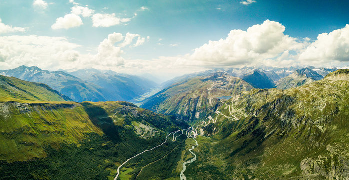Furka Pass - Switzerland, Glacier Aerial Photography