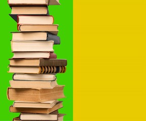 Collection of old books  on background