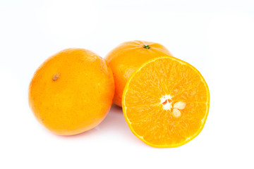 Mandarin orange isolated on white background.