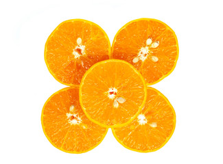 Top view mandarin fruit isolated on white background