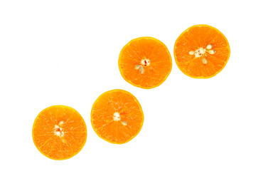 Top view mandarin fruit isolated on white background.