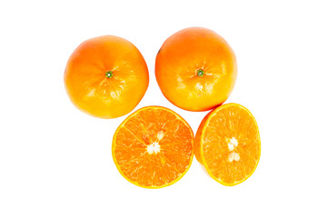 Top view mandarin orange isolated on white background.food concept