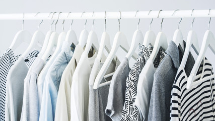 Gray clothing on the hangers
