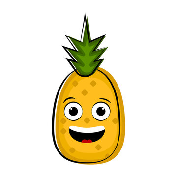 Happy pineeapple cartoon character emote