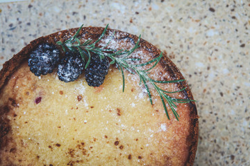 Cake with blackberries. 