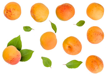 Аpricots isolated on white, top view.