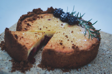 Cake with blackberries. 