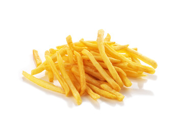 pile of french fries on a white background