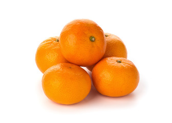 fresh tangerines isolated on white background