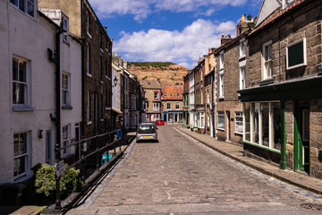 Fototapeta na wymiar Staithes, North Yorkshire, UK. A view looking down Staithes Lane.